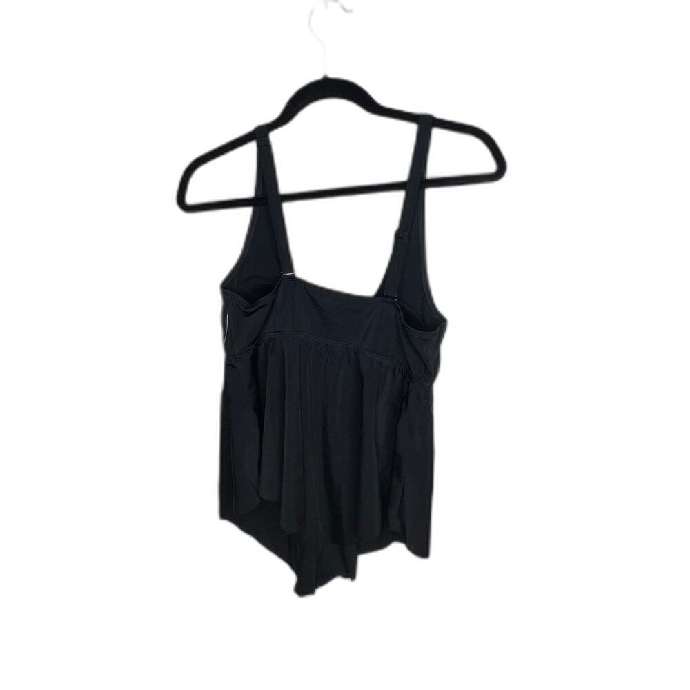 Torrid womens black flowy V-neck tankini swim top size 00 or 10